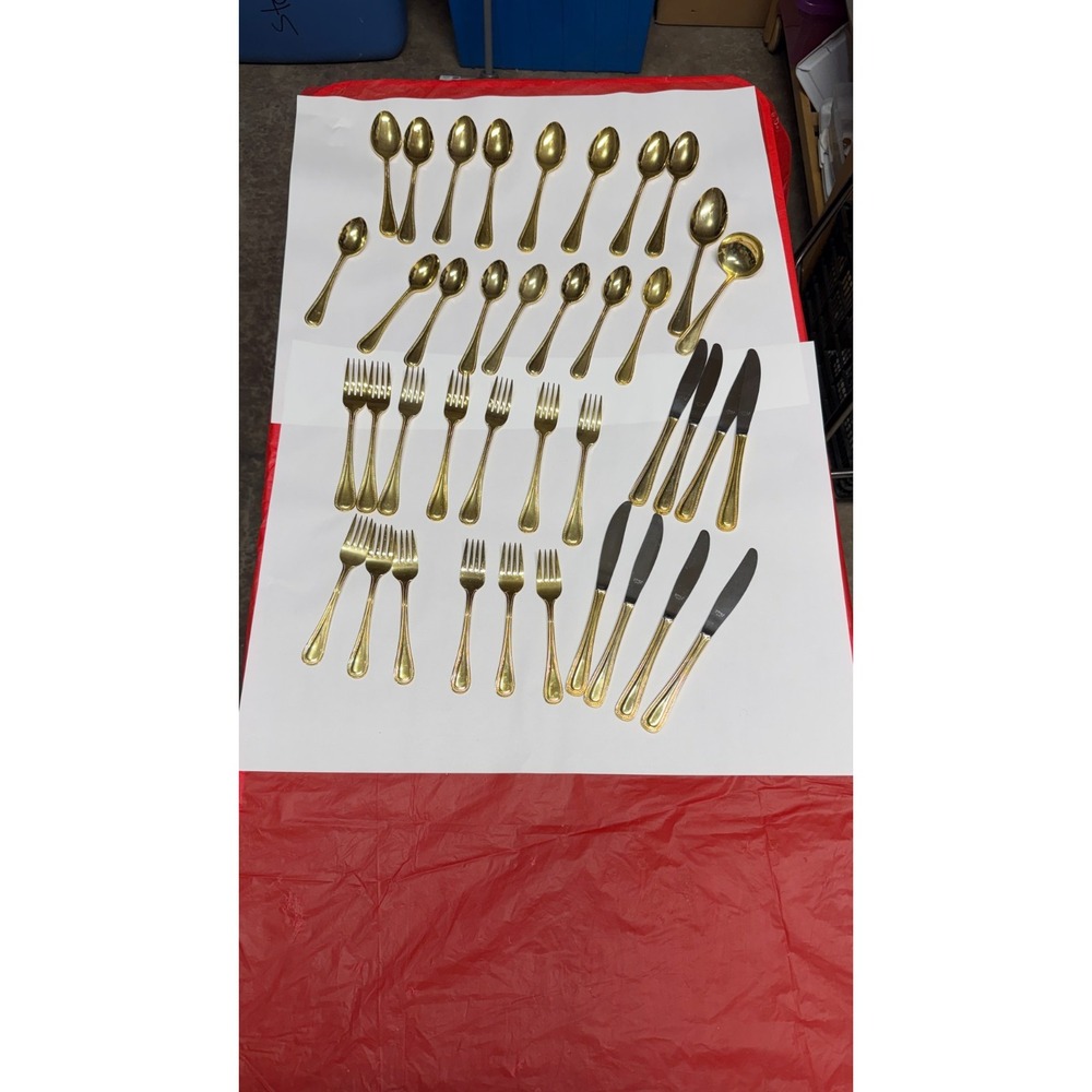 Melissa B Japan Gold Flatware Set‎ 39-Pc Stainless Steel Vintage